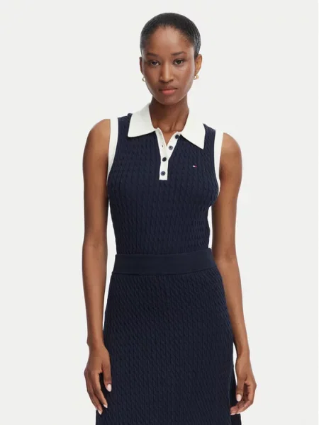 Tommy Hilfiger Midi krilo Cable Fine Mornarsko modra