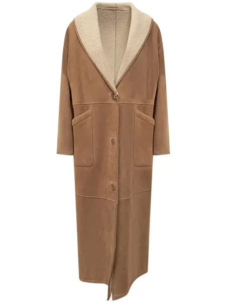 Płaszcz Salvatore Santoro skórzany brązowy