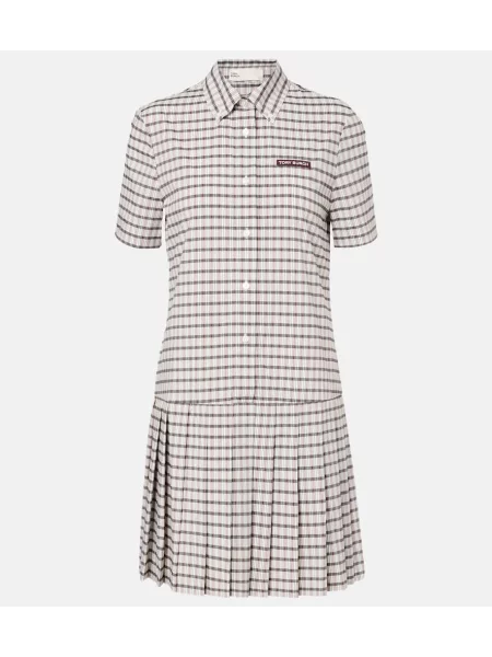 Rochie Tory Burch în carouri plisată alb