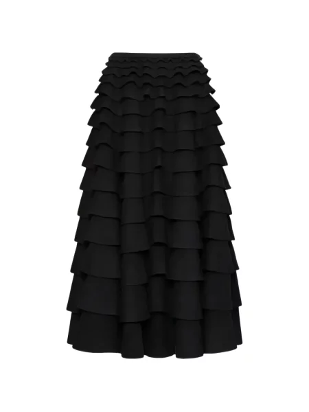 Fustă midi Valentino Garavani cu volane negru