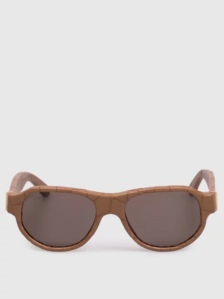 Кожаные солнцезащитные очки Stefano Ricci коричневые