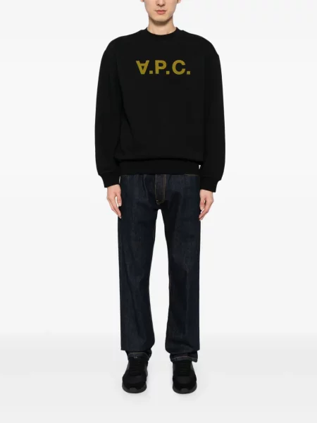 Raštuotas džemperis A.p.c. apvaliu kaklu juoda