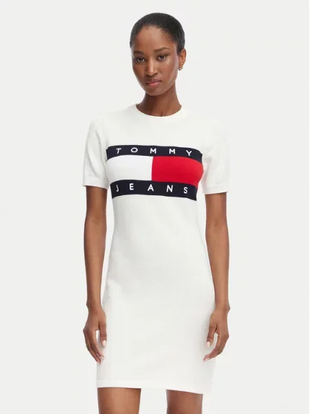 Tommy Jeans Rochie de zi Flag alb