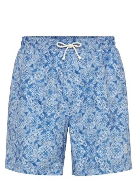 Szorty Brunello Cucinelli z nadrukiem z wzorem paisley niebieskie