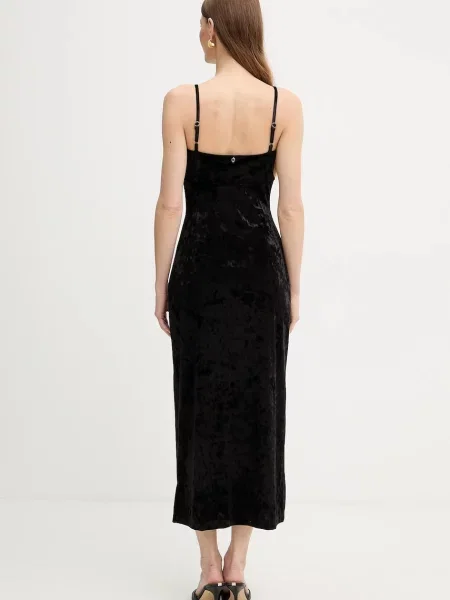 Velurové šaty Guess maxi černá