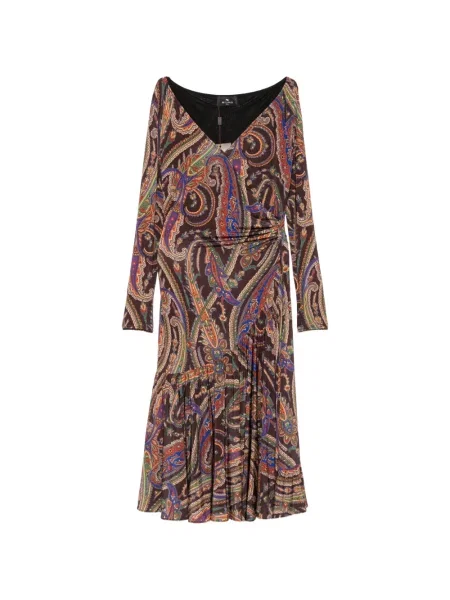Rochie midi Etro cu imagine cu model paisley maro