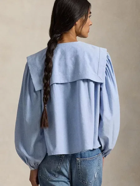 Polo Ralph Lauren koszula relaxed z kołnierzykiem klasycznym niebieski