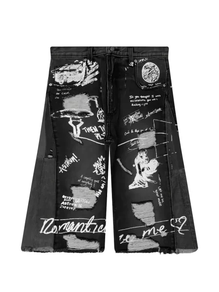 Pantaloni scurți din denim Astrum cu imagine negru
