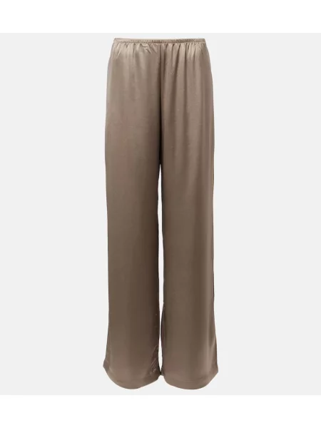 Pantaloni Leset din satin maro