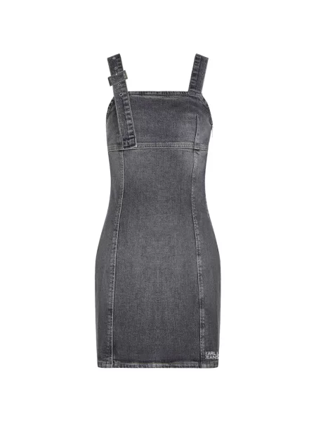 Rochie din denim Karl Lagerfeld Jeans cu cataramă cu bretele albastru