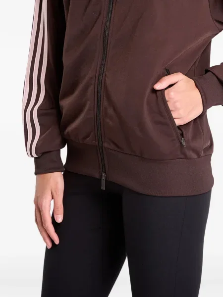 Pulover Adidas cu dungi alergare cu decolteu rotund negru