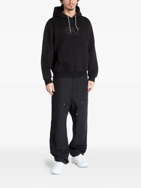 Суичър с качулка Ea7 Emporio Armani с принт черно