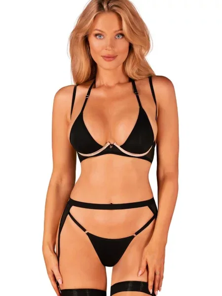 Комплект: бюстгальтер с мягкой чашкой и трусики стринг Комплект_Obsessive_Selinne_set чорні