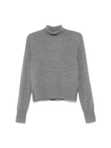 Lniany sweter z golfem Toteme szary