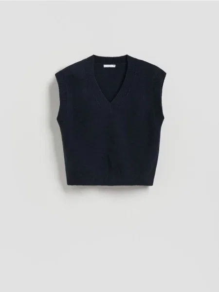 Reserved Kamizelka z domieszką wełny granatowy