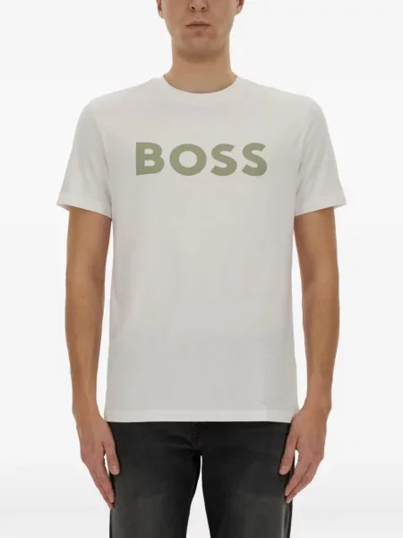 Tricou Boss cu imagine alb