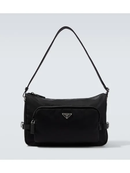 Usnjena torba Prada črna