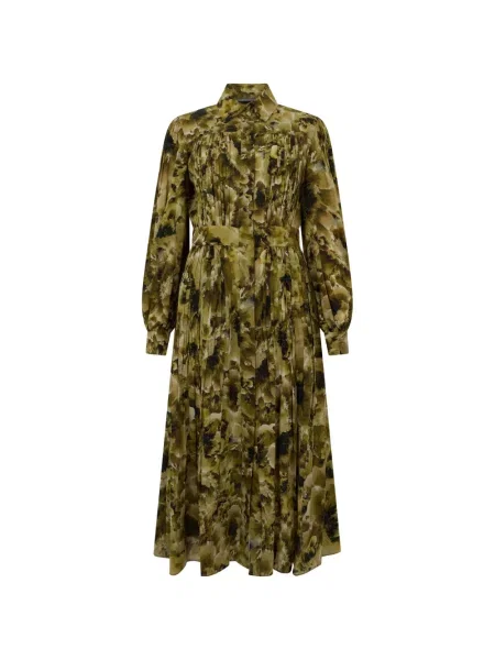 Rochie tip cămașă Alberta Ferretti cu model floral cu imagine verde