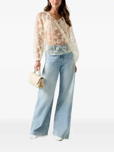 Bluză Guess cu broderie cu model floral alb