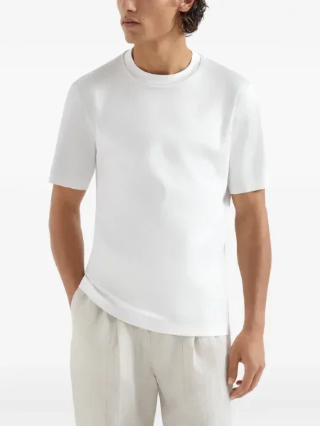 Tricou Brunello Cucinelli din jerseu alb