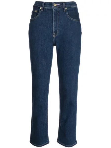 Skinny jeansy skinny Tu Es Mon Trésor o krotszym kroju niebieskie