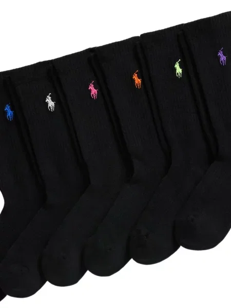 Ριγέ δερμάτινος κάλτσες Polo Ralph Lauren με κορδόνι μαύρο