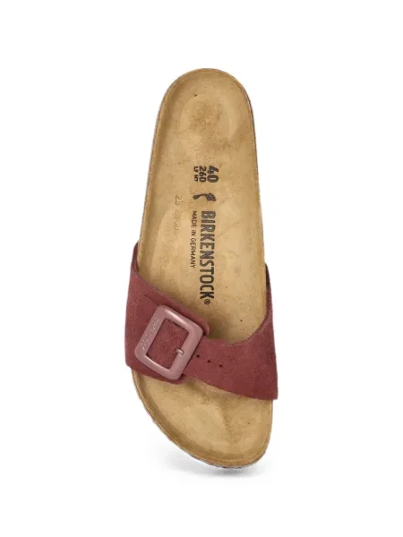 Sandale Birkenstock din piele de căprioară roșu