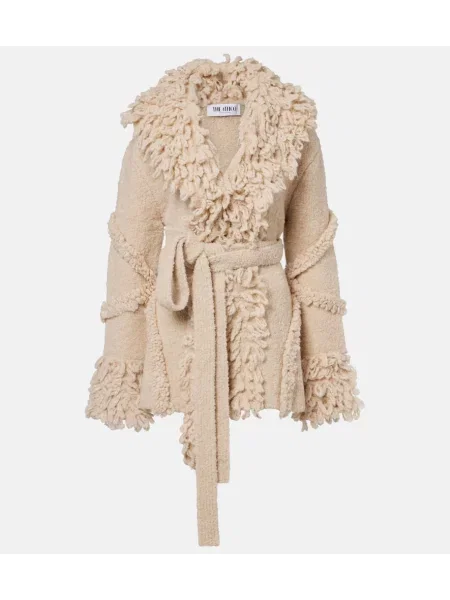 Cardigan The Attico cu franjuri de lână bej