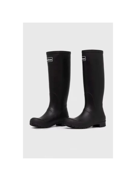 Kozaki z wytłaczanym logo model Abbey Tall Welly' Barbour czarne