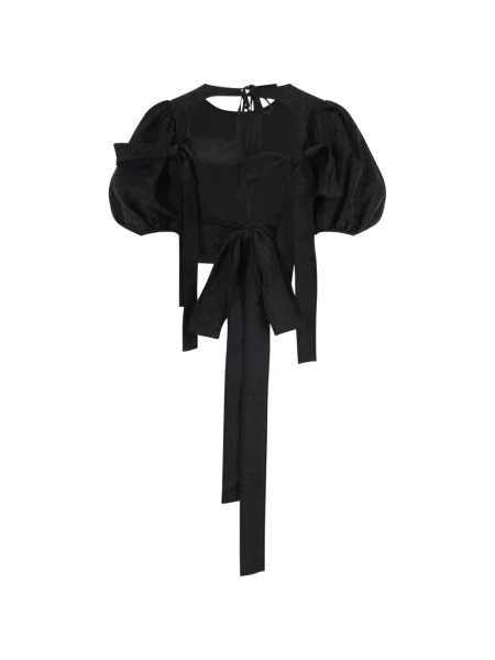 Top Cecilie Bahnsen cu model floral din jacard negru