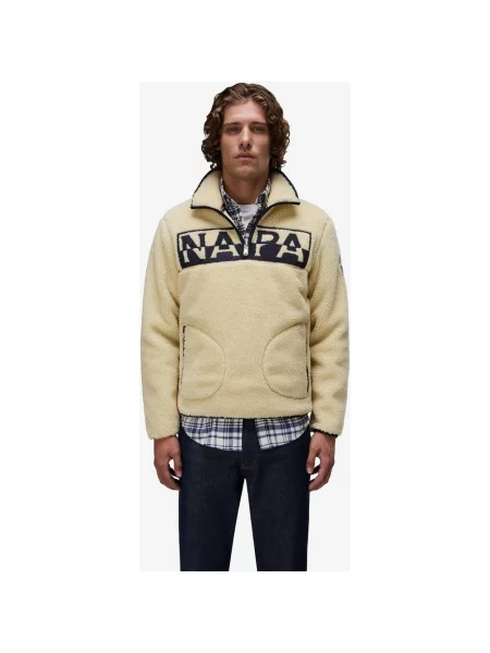 Polar Napapijri Archive Fleece Half Zip kremowy granatowy czerwony XS beżowy