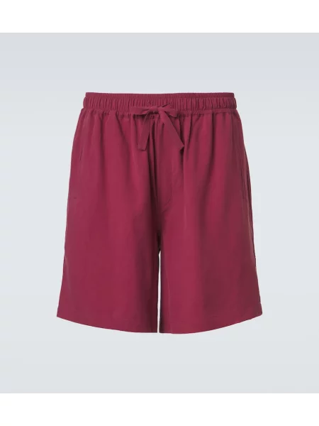 Pantaloni scurți Saman Amel de mătase bordo