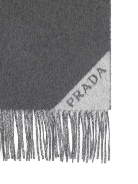 Fular Prada cu franjuri gri