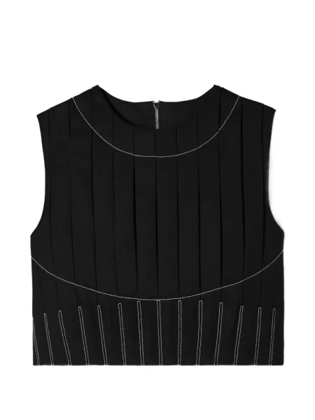 Top Tory Burch de lână plisat negru