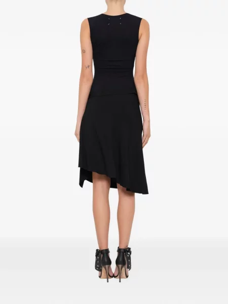Fustă midi Lanvin cu volane asimetrică negru