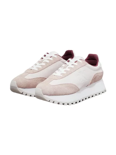 Sneakersy Calvin Klein Jeans sznurowane zamszowe białe