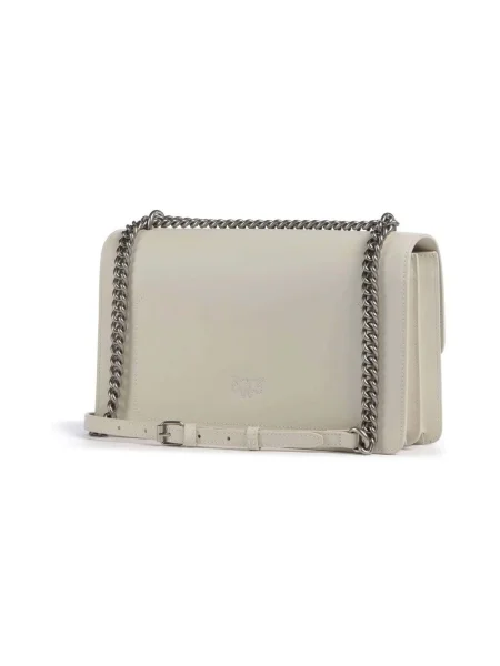 Kožená crossbody kabelka Pinko béžová