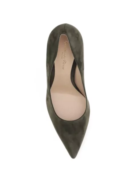 Pantofi cu toc Gianvito Rossi din piele de căprioară verde