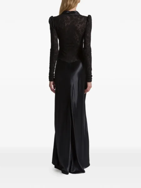 Rochie maxi Alberta Ferretti din dantelă de costum negru