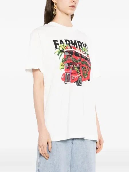 Tricou Farm Rio cu imagine alb