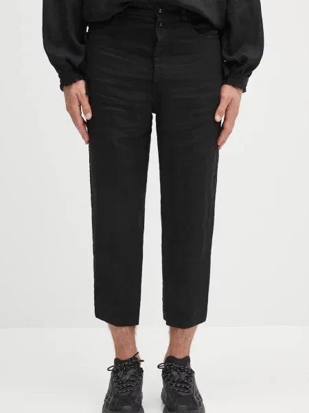 Undercover pantaloni din in Pants drept negru