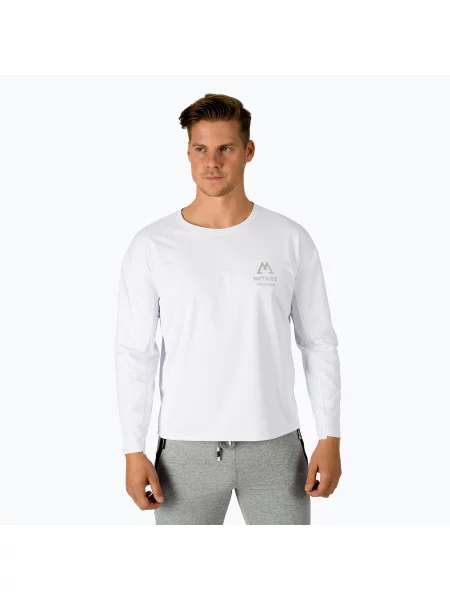 Мъжки тренировъчен суитшърт MITARE PRO с дълъг ръкав бял
