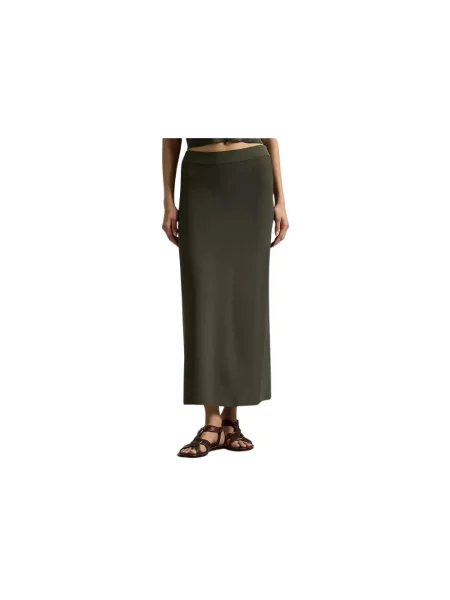 Spódnica midi Polo Ralph Lauren do kolan prążkowana zielona