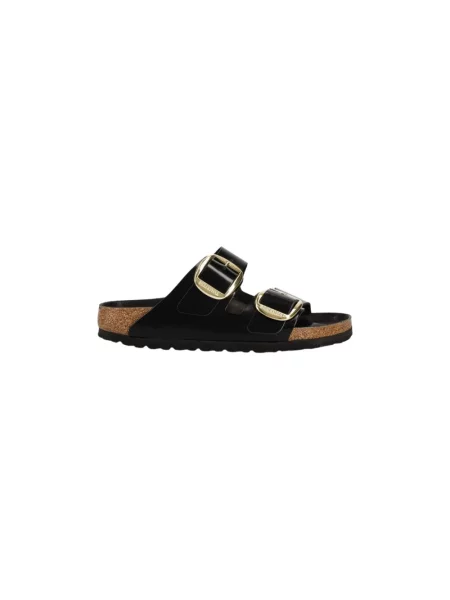 Birkenstock klapki skórzane Arizona Big Buckle czarne