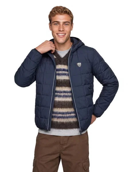 Geacă Emporio Armani Ea7 cu glugă albastru