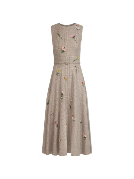 Rochie midi Oscar De La Renta cu model floral evazată maro