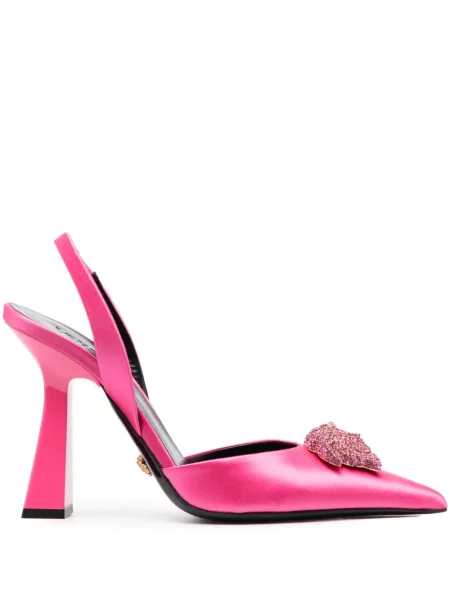 Pantofi cu toc Versace slingback roz