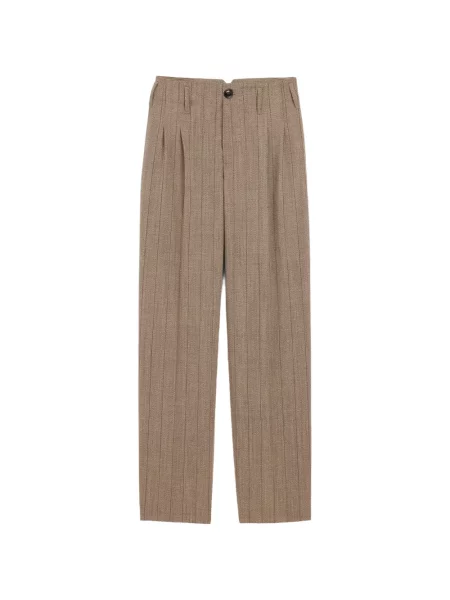 Pantaloni Ami Paris de lână cu dungi maro