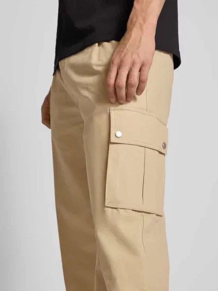 Spodnie cargo o kroju regular fit z wpuszczanymi model ‘Graysen’ Hugo beżowe