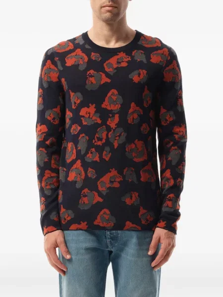 Pulover Lanvin cu model leopard din jacard albastru